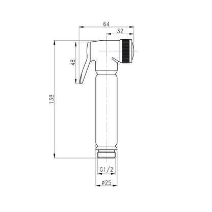 Design WC/bidet handheld shower complete set with shut-off valve - round