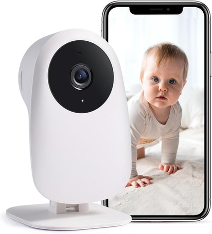 Nooie baby monitor with camera, baby camera WiFi, baby monitor with camera and app, two-way audio, 1080P HD night vision compatible with Alexa and 2.4GHz WiFi, motion and sound detection, indoor use.
