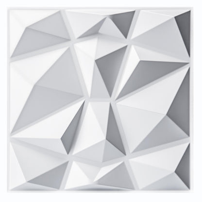 Art3d 33 Pieces 3D Wall Panels Diamond High Stiffness PVC, 30 x 30 cm, Non-deformable, Recyclable, Waterproof, Heat-resistant, Odorless, Matte White