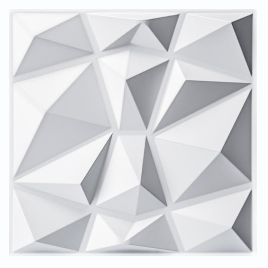 Art3d 33 Pieces 3D Wall Panels Diamond High Stiffness PVC, 30 x 30 cm, Non-deformable, Recyclable, Waterproof, Heat-resistant, Odorless, Matte White