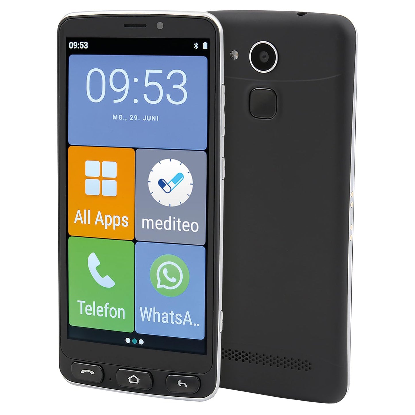 Olympia Neo 16 GB smartphone for seniors | Extra large display | Hearing aid compatible | Emergency call button | Senior smartphone 5.5" display | Whatsapp & Mediteo pre-installed | 8MP camera | Black