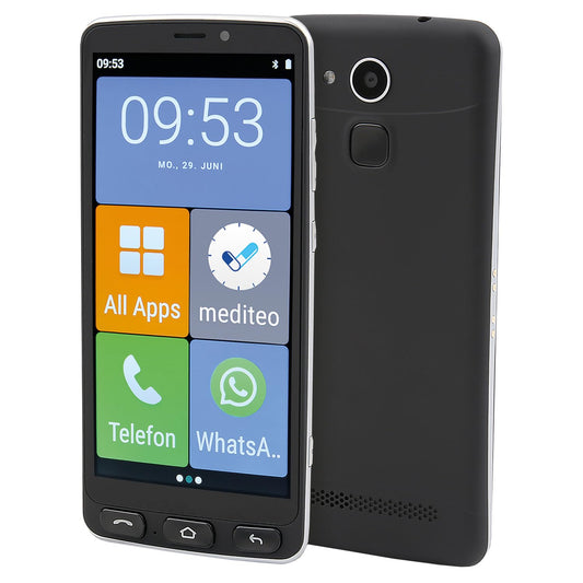 Olympia Neo 16 GB smartphone for seniors | Extra large display | Hearing aid compatible | Emergency call button | Senior smartphone 5.5" display | Whatsapp & Mediteo pre-installed | 8MP camera | Black