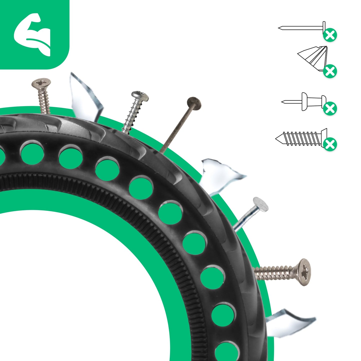 MOOVMOOV Solid Tires 8 1/2 x 2 for electric scooters - 2x Puncture-proof escooter tires 8.5 inches - Compatible with Xiaomi models and 8.5-inch wheels - e scooter accessory solid rubber tires MPK85