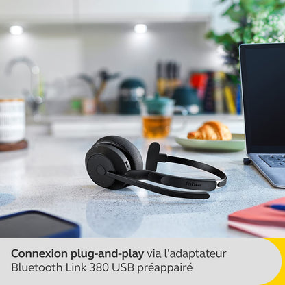 Jabra Evolve2 55 - wireless mono headset with charging stand Air Comfort - microphones with noise cancellation and ANC - compatible with all UC platforms like Zoom and Google Meet - Black
