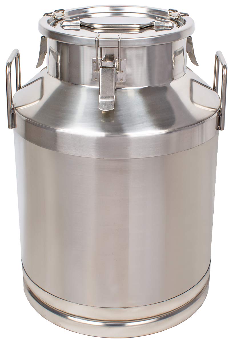 Beeketal 'BMK-50' milk canister transport container 50 liters made of stainless steel, leak-proof lid with tension lock and rubber seal, dairy milk can for transport or storage.