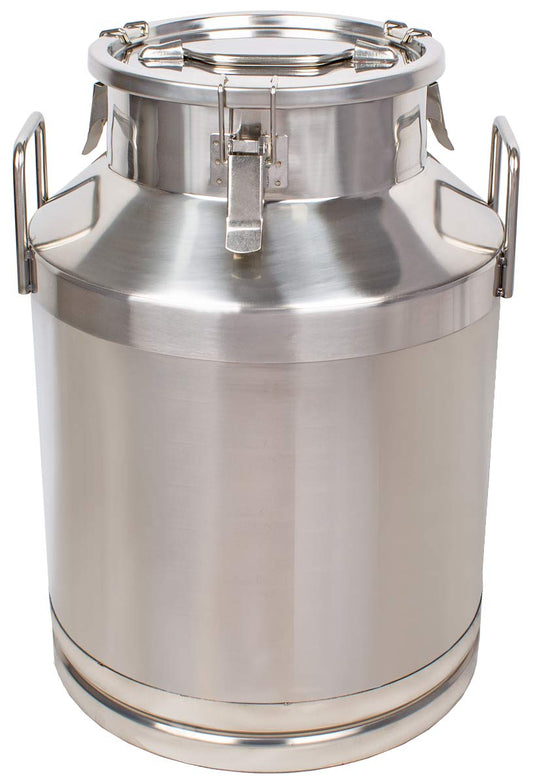 Beeketal 'BMK-50' milk canister transport container 50 liters made of stainless steel, leak-proof lid with tension lock and rubber seal, dairy milk can for transport or storage.