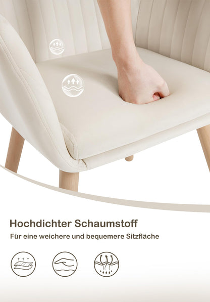 WOLTU dining chairs set of 4 kitchen chair living room chair upholstered chair design chair with armrest velvet solid wood cream white BH95cm-4