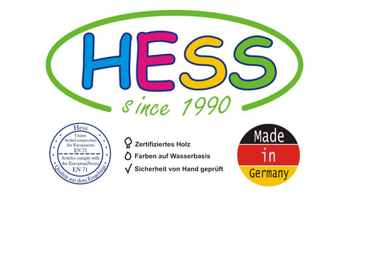 Hess Wooden Toys 30008 - Wooden wall clock for children, Construction Site series, with quartz movement, handmade, diameter approx. 24 cm, colorful timepiece for the kids' room.