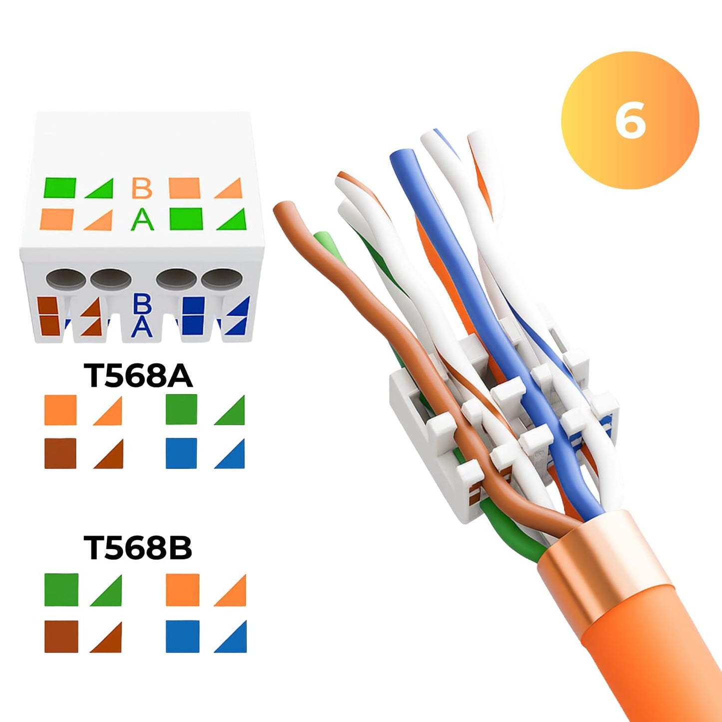 8x RJ45 plugs CAT 7 - tool-free network plugs for Ethernet, installation cables & network cables | Gigabit capable, shielded, 10 Gbit/s, gold-plated contacts.
