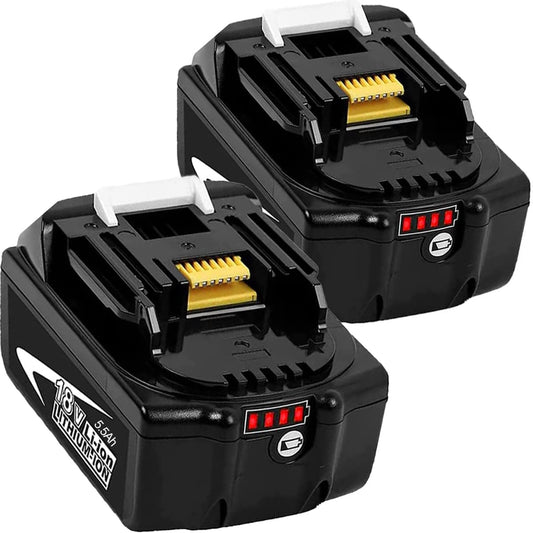 2 pieces battery replacement for Makita 18V battery 5.5Ah, BL1860B BL1850B for construction site radio DMR108 DMR110 DMR107 DMR112 DMR104 Radio with LED tool battery