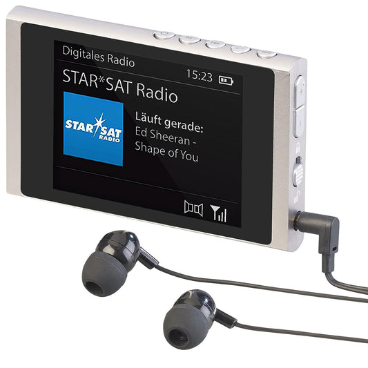 VR-Radio DAB Radio: Digital Slim Pocket Radio DAB+/FM, Battery, Earphones, Aluminum Case (DAB Mini Radio, Pocket, Fitness)