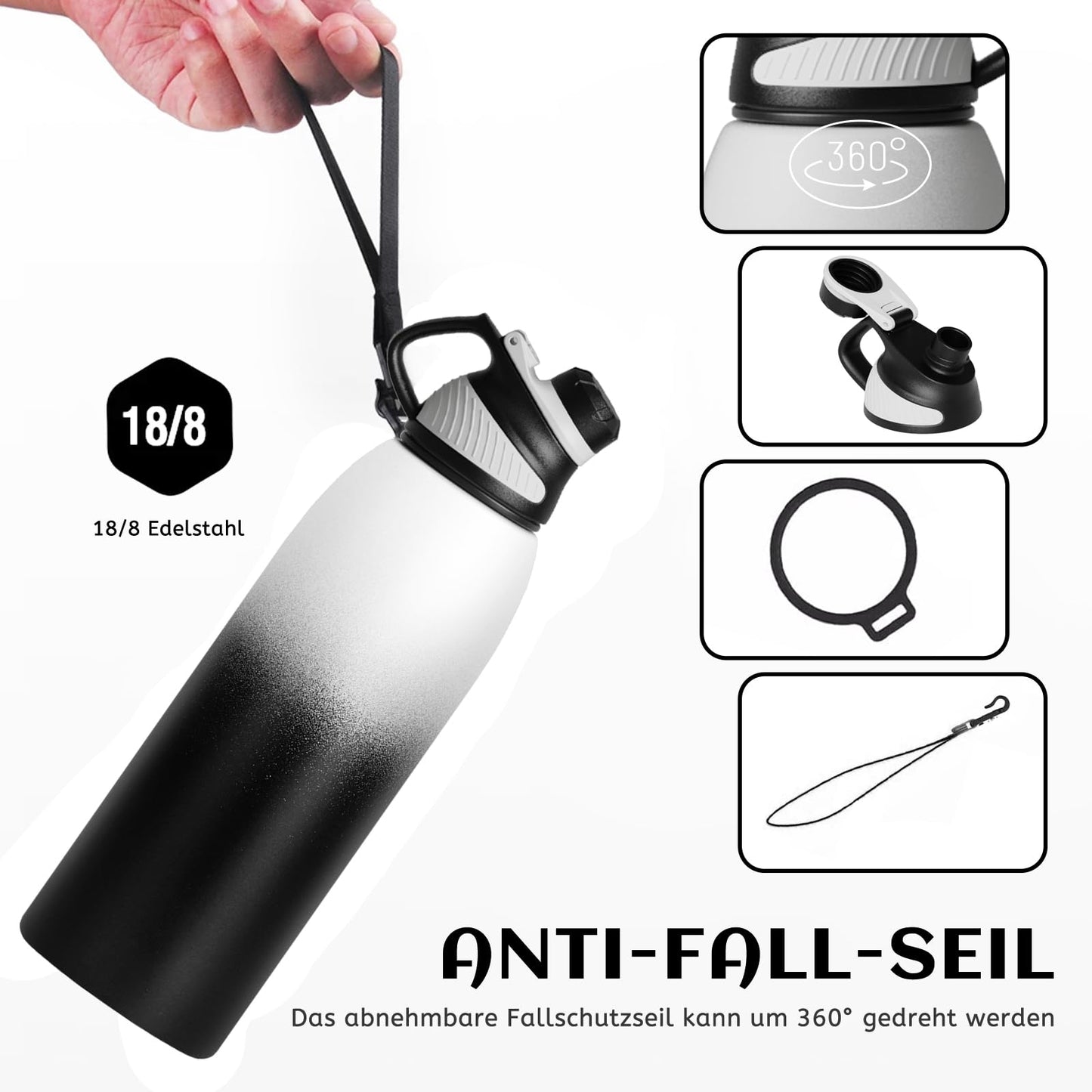 Fjbottle stainless steel sports water bottle with magnetic lid, available in 1L, 800ml, 600ml, and 400ml sizes. BPA-free, leak-proof for kids, and suitable for carbonated drinks. Also offering a 1500ml thermal water bottle for school and fitness.