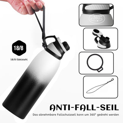 Fjbottle stainless steel sports water bottle with magnetic lid, available in 1L, 800ml, 600ml, and 400ml sizes. BPA-free, leak-proof for kids, and suitable for carbonated drinks. Also offering a 1500ml thermal water bottle for school and fitness.