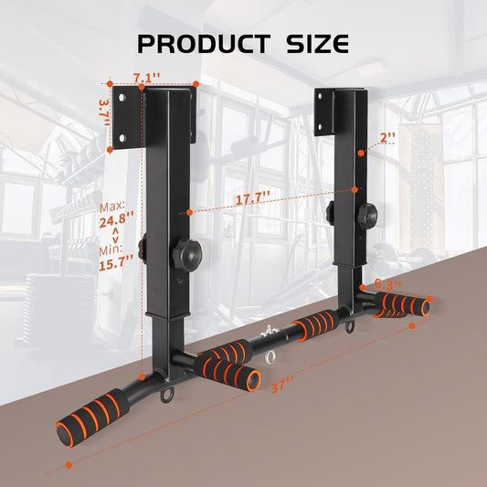 QZWGZ Bar Mount is a heavy-duty, height-adjustable pull-up bar that can support up to 200 kg. It features non-slip grips and is ideal for strength training at home or in the gym.