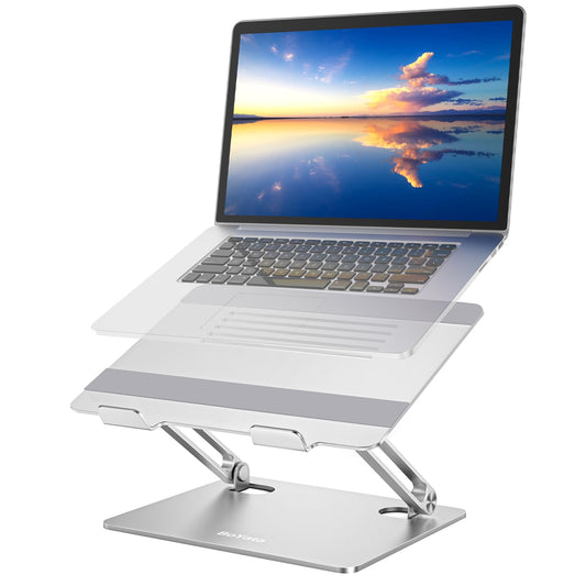 Boyata laptop stand, multi-angle laptop stand with heat-vent, adjustable notebook stand compatible for laptops (10-15 inch) including MacBook Pro/Air, Dell, HP, Samsung (Silver)