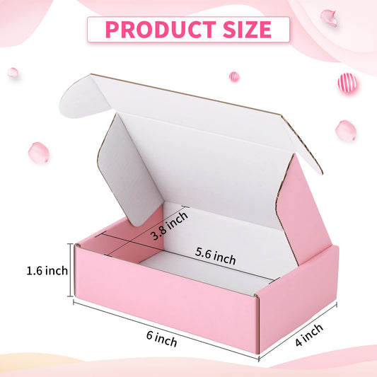 50 pink shipping boxes made of corrugated cardboard 6x4x1.6 inches - packaging boxes for small business - cute boxes and shipping bags for products