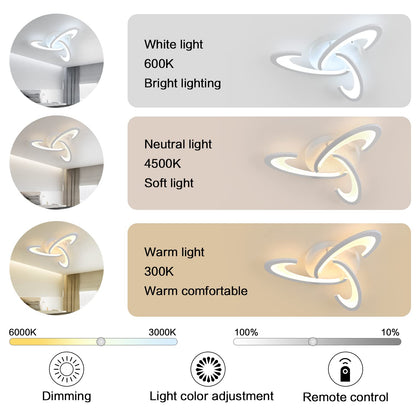 Comely LED ceiling light, 30W dimmable LED ceiling lamp with remote control, white modern LED ceiling light for kitchen, bedroom, living room, balcony, hallway, 3000K-6500K.