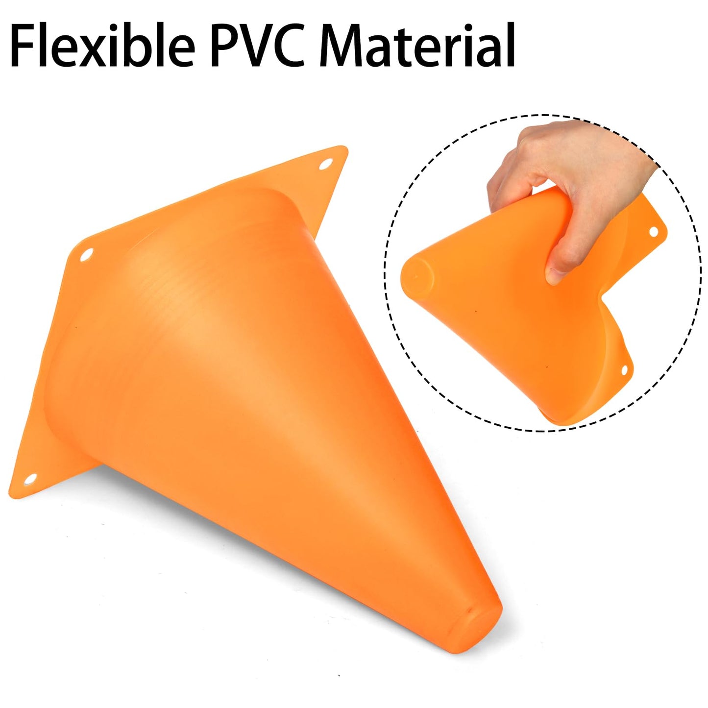 Tebery 30pcs Cones Set Durable Cones Soccer Training Aids Multifunctional Cones for Kids, Soccer, Sports, Equestrian & Dog Training