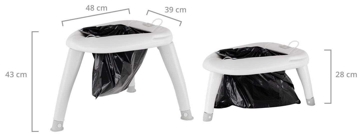 Stagecaptain Quixie-2842 camping toilet - outdoor and travel WC - for kids and adults - with hand washing sprayer - in practical carrying bag - includes 10 waste bags - light grey