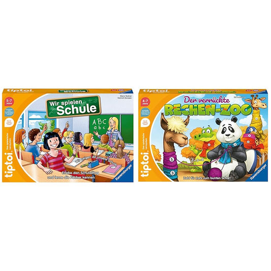 Ravensburger Tiptoi - Let's Play School & The Crazy Math Zoo - Educational Games for Ages 4-5 for 1-4 Players