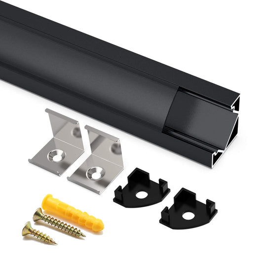 Angdarun LED profile, LED aluminum profile 6x1m V-shape aluminum profiles for LED strips/strips/stripe/end caps (1M-6V-B)