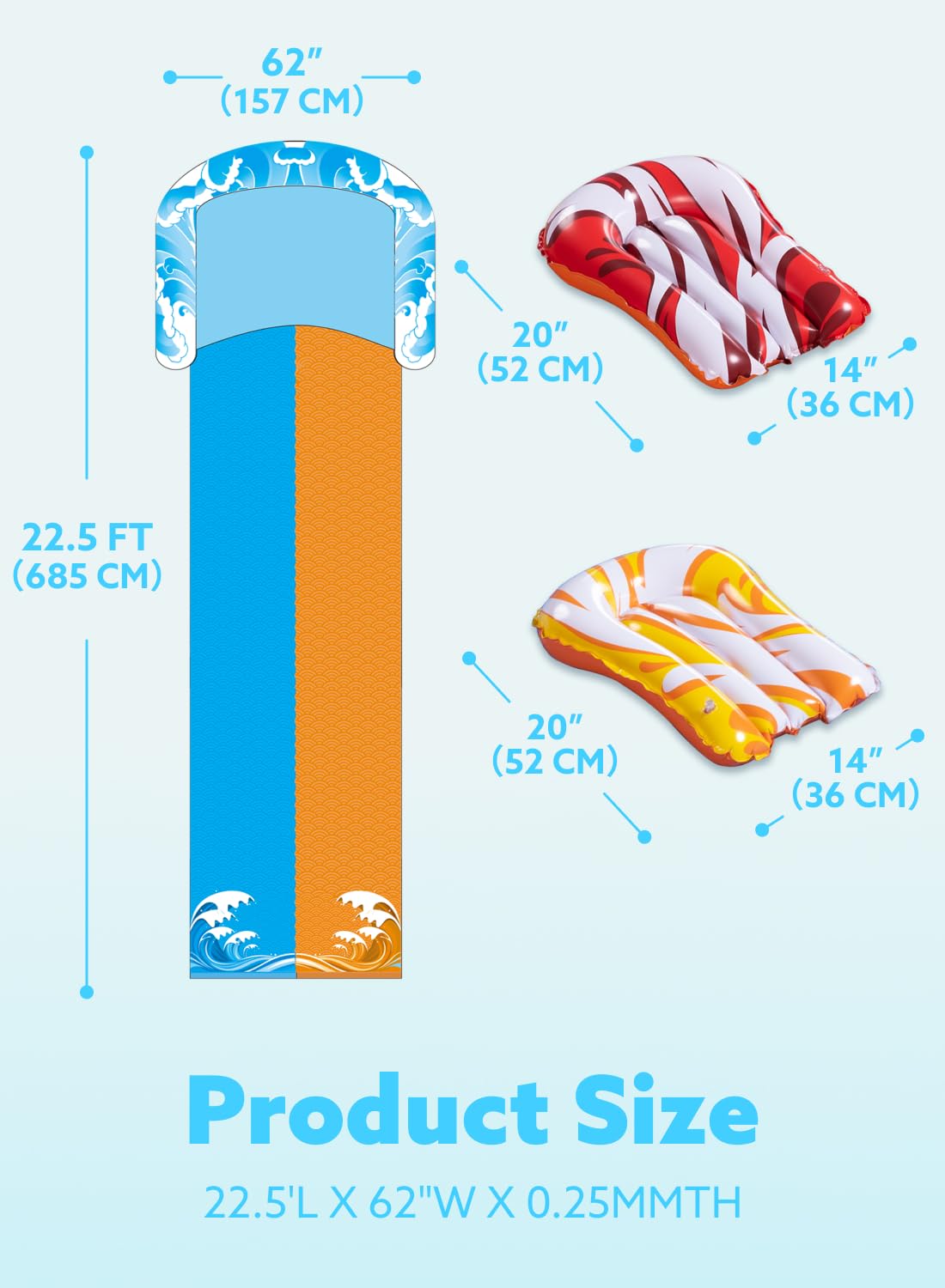 JOYIN 685 cm slide and water slide with 2 bodyboards, lawn water slide with built-in sprinkler for summer water fun in the garden for kids and adults.