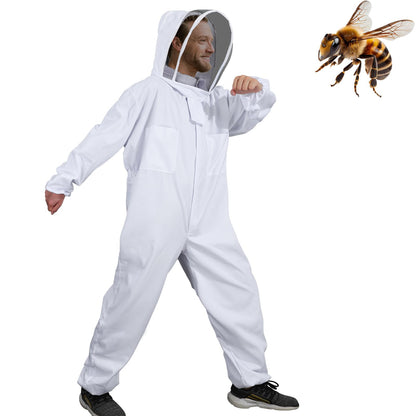 Moontay Beekeeping Suit, sting-proof with removable breathable hood. Full protection bee suit with pockets and elastic cuffs for beekeepers. Professional bee suit for men and women, XXL.