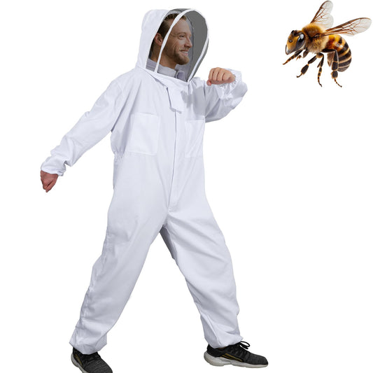 Moontay Beekeeping Suit, sting-proof with removable breathable hood. Full protection bee suit with pockets and elastic cuffs for beekeepers. Professional bee suit for men and women, XXL.