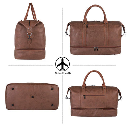 Overnight travel bag, canvas-leather, oversized weekend bag, large carry-on bag, travel bag for women or men.