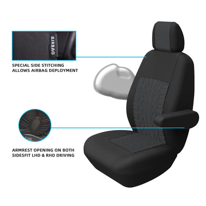 TOYOUN Universal Seat Covers for Vans Trucks - Separate design seat bottom storage accessible, car seat covers 1+2 seat cover seat covers, Black