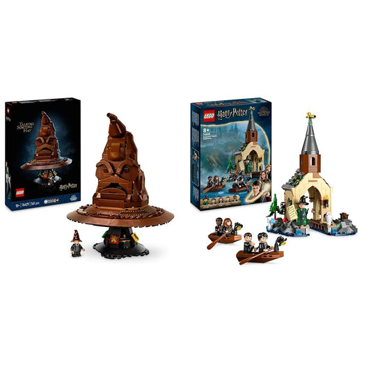 LEGO Harry Potter The Sorting Hat, Hogwarts model for adults & Harry Potter Boathouse from Castle Hogwarts toy model for kids