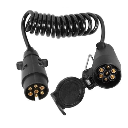 JVJ 2.0m trailer cable 7 pin spiral cable 7 pin trailer extension cable plug to socket trailer adapter cable for car truck caravan motorhome camper bike rack connection car