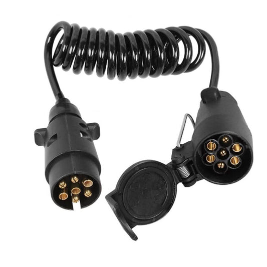 JVJ 2.0m trailer cable 7 pin spiral cable 7 pin trailer extension cable plug to socket trailer adapter cable for car truck caravan motorhome camper bike rack connection car