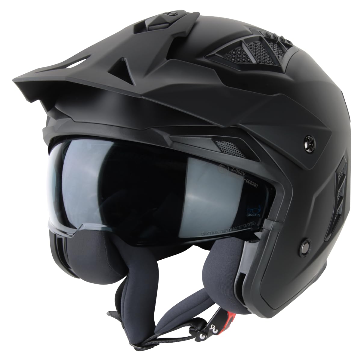 VINZ Kioto Jet Helmet / Streetfighter Helmet | ECE 22.06 approved | Motorcycle Helmet | Scooter Helmet with Sun Visor | Jet Helmet with removable chin guard - Matte Black