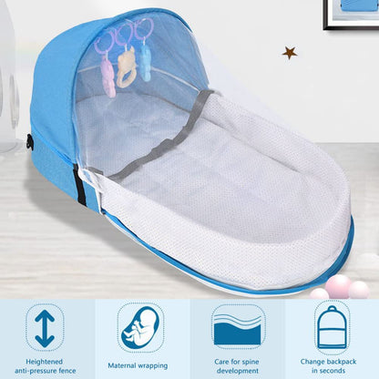 Spiral Baby Cot Changing Bag, Foldable Portable Kids Travel Cot, Baby Crib, Baby Mosquito Net, Pop Up Travel Cot Baby Lounger including Mosquito Net, Mattress, and Bag.