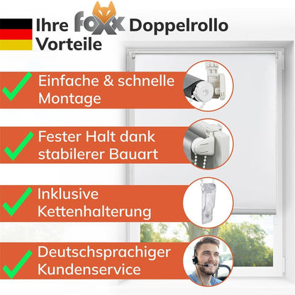 FOXX Thermo Roller Blind [FOR Windows WITHOUT Drilling] 85x220 cm Cream/Inside Roller Blind Opaque for Privacy/Clip-Fix Mounting/For Bedroom, Living Room, Kitchen, Office, Nursery