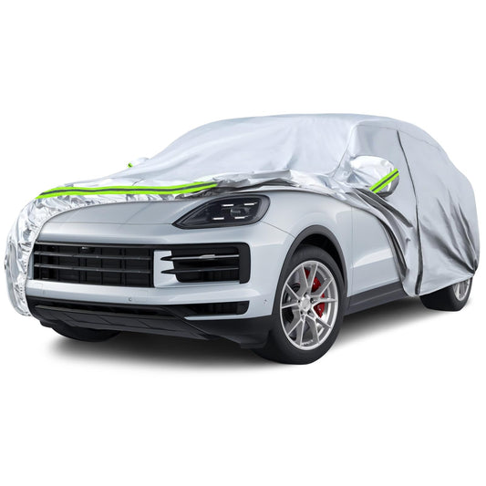 JUDANNA Car Cover Outdoor Waterproof Fit for Porsche Cayenne 2011-2025, Summer Full Garage Car Cover Outdoor Cover for Rain Sun Dust UV Protection, Silver