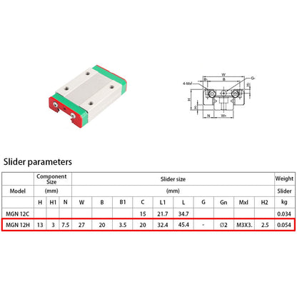iMetrx MGN12H 600MM linear rail MGN12 for 3D printers and CNC machines.