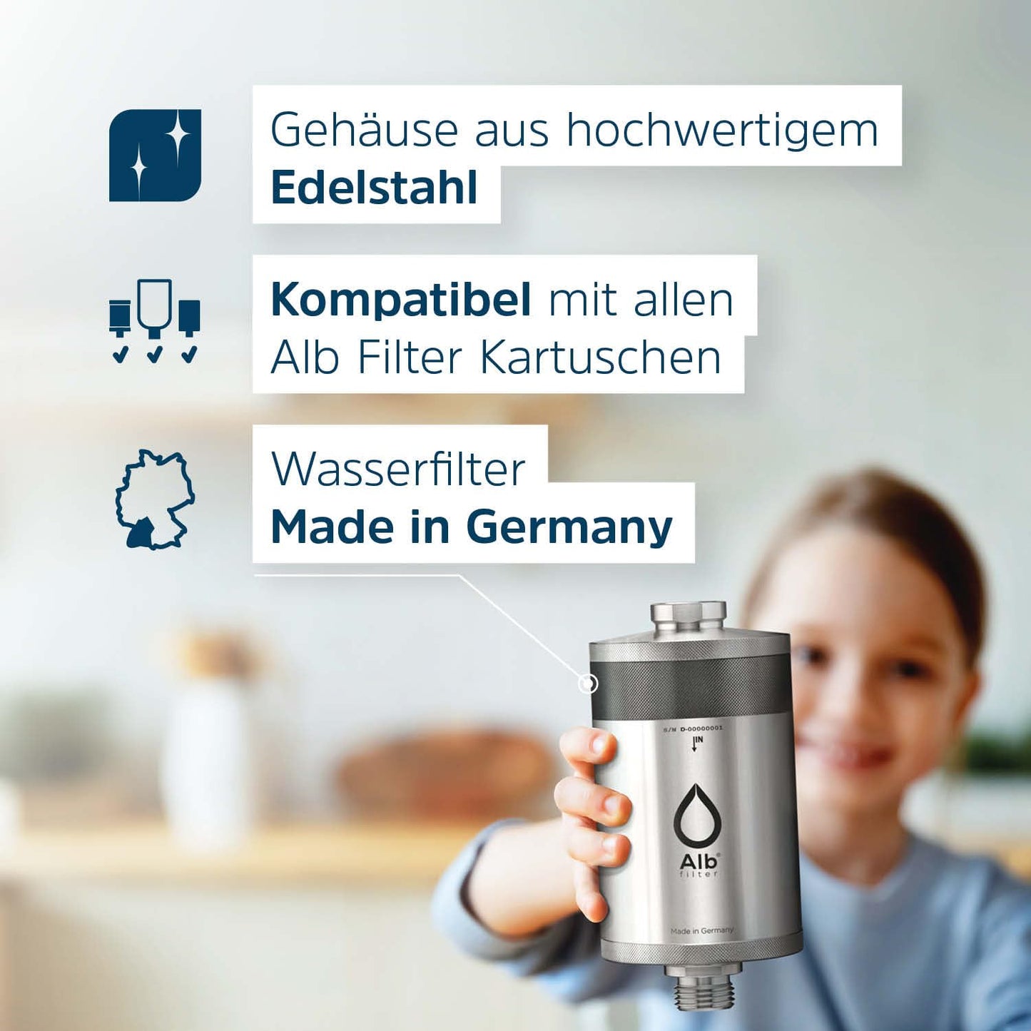 Alb filter active undercounter complete set quick-release stainless steel natural