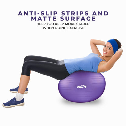 EDIFIT, Gymnastics Ball, 55, 65 and 75, Pezzi Ball, Including Inflator, Pilates Ball, Exercise Ball, Pilates, Yoga Ball, Gymnastics (65cm, Purple)
