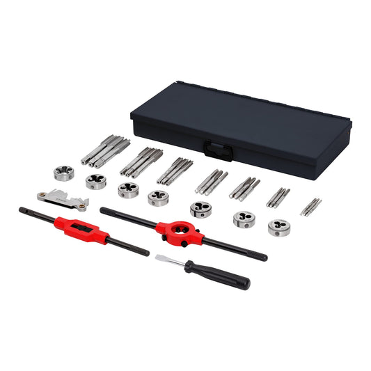 BULL Thread Cutting Tool Set 32-piece M3-M12 HSS-G, For metric internal and external threads, ISO standard compliant for professionals, extensive set HGB sets.