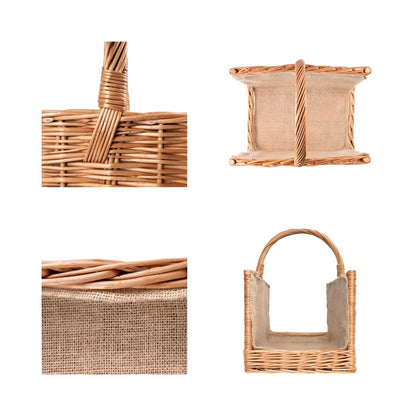 Creative Home Large Fireplace Basket Wood Basket Firewood Basket Rattan | 50 x 34 x 50 cm | Storage Rectangular Wicker Basket for Firewood/Wood | Brown Thick Willow Firewood Basket Wood Carrier Carry Basket