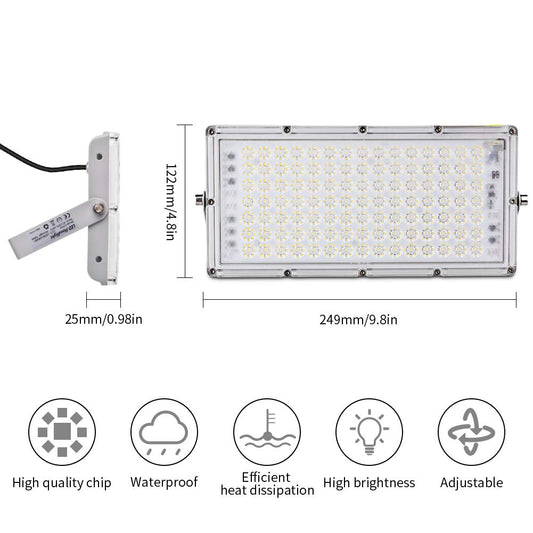 Viugreum 100W LED Flood Light, Ultra-Thin Cold White 6000K, Super Bright 10000lm with 105 SMD 2835 LEDs, IP66 Waterproof Outdoor Spotlight for garden, garage, sports field, hotel, etc.