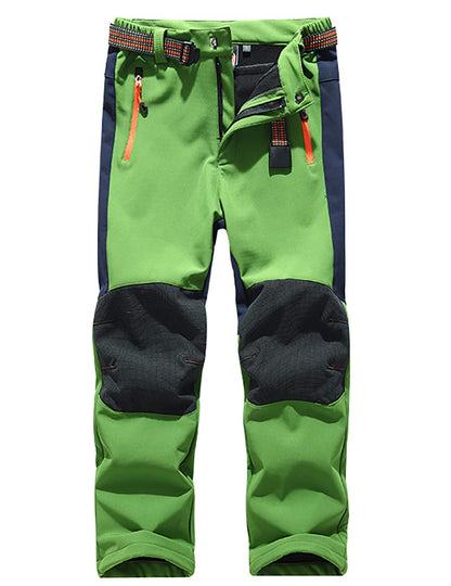 Echinodon Kids Softshell Pants with Fleece Lining Water Repellent Windproof Breathable Warm Functional Ski Pants Rain Pants Boys Girls Sports Pants Hiking Pants Green M