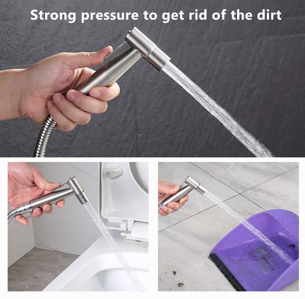 OOCOME Bidet Handheld Sprayer Toilet, Bathroom Bidet for Bidet Faucets WC Toilet with G1/2" T-Valve Stainless Steel Shower Head Bidet Sprayer Shower Spray for Bathroom, Toilet & Pets