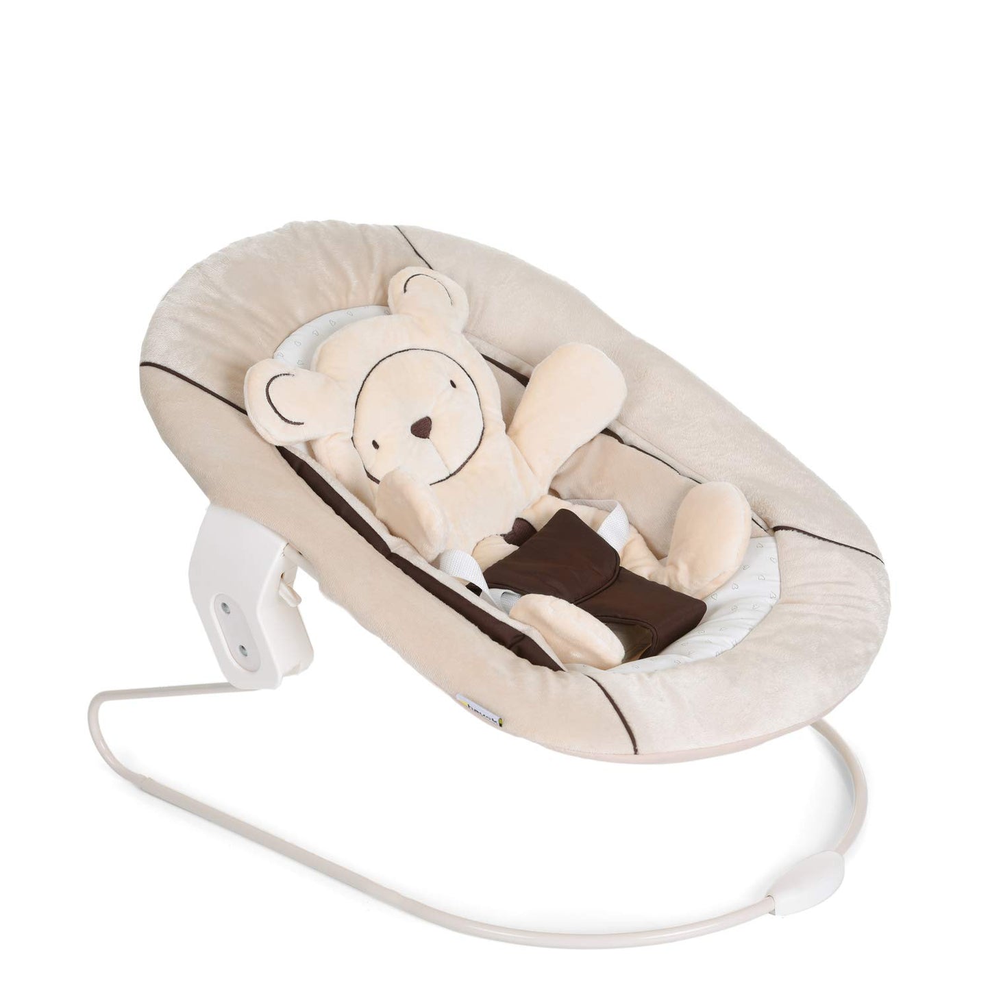 Hauck 2in1 Baby Bouncer & Newborn Attachment for Alpha+ & Beta+ Wooden High Chair Alpha Bouncer 2in1, for babies from birth up to 9 kg, with 3-point harness, teddy insert, and rocking frame (Hearts Beige)