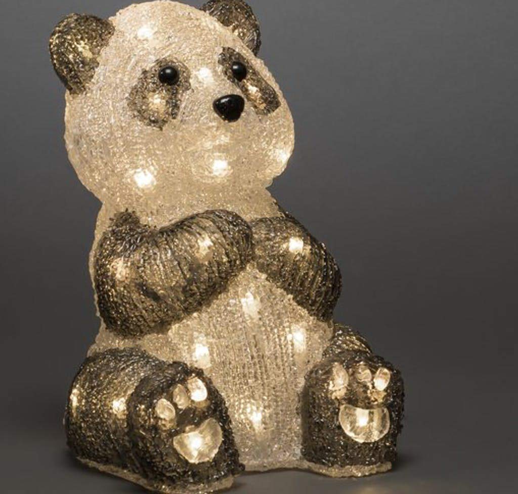 Konstsmide LED Acrylic Panda, clear, 24V outdoor transformer, 40 warm white diodes, white cable - 6284-103