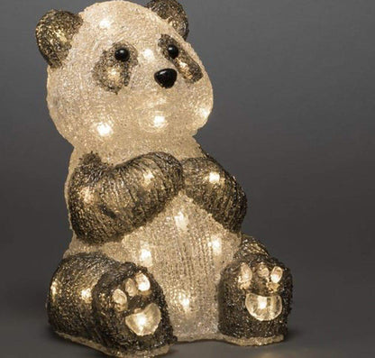 Konstsmide LED Acrylic Panda, clear, 24V outdoor transformer, 40 warm white diodes, white cable - 6284-103