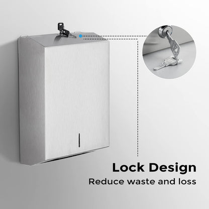 modunful Paper Towel Dispenser Wall Mount - Multifold Trifold Paper Towel Dispenser, Large Capacity Stainless Steel Tissue Holder, Suitable for Bathroom and Public Places