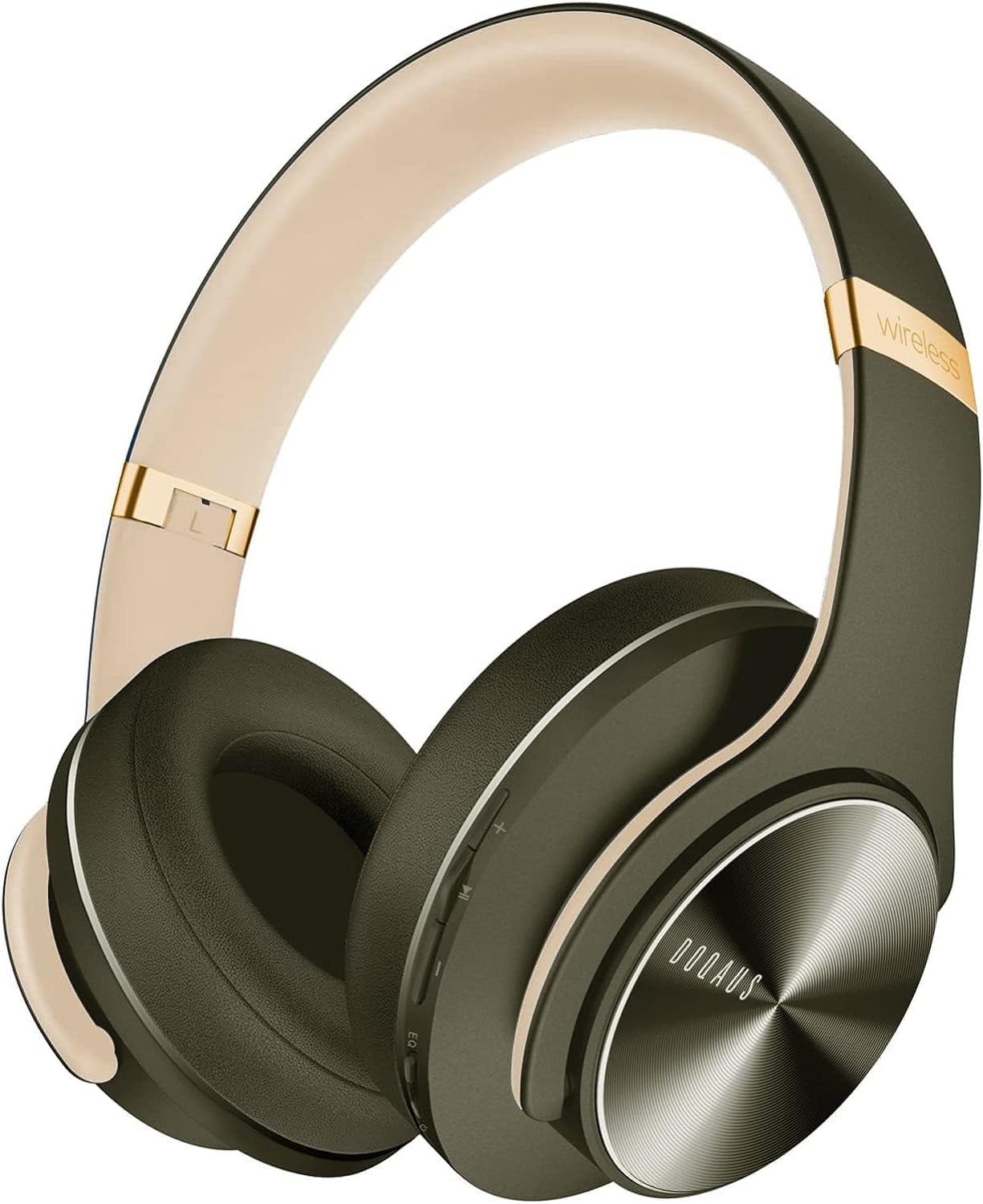 DOQAUS Bluetooth Over Ear Headphones, Up to 90 Hrs Wireless Headphones with 3 EQ Modes, HiFi Stereo Foldable Headset with Mic, soft Earpads for Travel/Office/Phone/PC/Laptops-Green